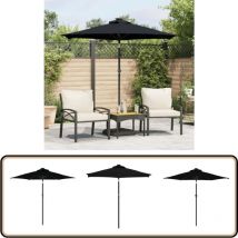 Parasol de jardin avec mât en acier noir 225x225x212 cm - Parasol De Jardin - Parasol Extérieur - Parasol Rectangulaire - Parasol Noir - Parasol