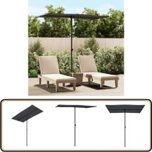 Parasol de jardin avec mât en aluminium 180x110 cm Noir - Parasol De Jardin - Parasol Extérieur - Parasol Rectangulaire - Parasol Noir - Parasol