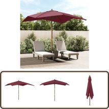 Parasol de jardin avec mât en bois rouge bordeaux 300x300x273cm - Parasol De Jardin - Parasol Extérieur - Parasol Rouge - Parasol Bois - Parasol