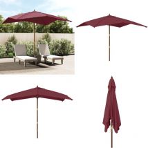 Parasol de jardin avec mât en bois rouge bordeaux 300x300x273cm - Parasol De Jardin - Parasol Extérieur - Parasol Rouge - Parasol Bois - Parasol