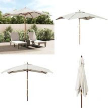 Parasol de jardin avec mât en bois sable 300x300x273 cm - Parasol De Jardin - Parasol Exterieur - Parasol Rectangulaire - Parasol Beige - Parasol