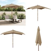 Parasol de jardin avec mât en bois taupe 300x300x273 cm - Parasol De Jardin - Parasol Exterieur - Parasol Taupe - Parasol Bois - Parasol