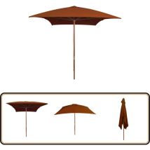 Parasol de jardin avec mât en bois terre cuite 200x300 cm - Parasol De Jardin - Parasol En Bois - Parasol Terrasse - Ombre Solaire - Parasol