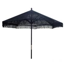 Jardibricodeco - parasol de jardin bois macramé φ2,70x2,60 m noir