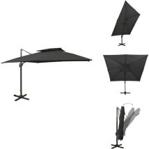 Vidaxl - Parasol de jardin en porte-à-faux avec double toit noir - Parasol De Jardin - Parasol Extérieur - Parasol Rectangulaire - Parasol Noir