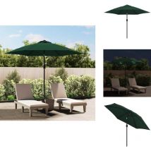 Parasol de jardin en porte-à-faux avec led 3 m vert - Parasol Jardin - Parasol Extérieur - Parasol Led - Parasol Uv - Parasol Design