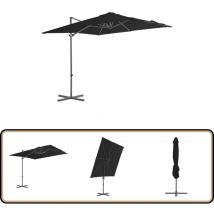 Parasol de jardin en porte-à-faux avec mât en acier noir - Parasol De Jardin - Parasol Suspendu - Parasol Rectangulaire - Parasol Noir - Parasol