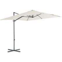 Parasol de jardin en porte-à-faux avec mât en acier sable