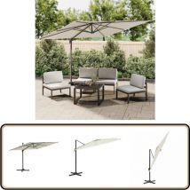 Parasol de jardin en porte-à-faux avec mât en aluminium - Parasol De Jardin - Parasol Extérieur - Parasol Crème - Parasol Rectangulaire - Parasol