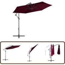 Parasol de jardin en porte-à-faux avec mât en aluminium - Parasol De Jardin - Parasol Suspendu - Parasol Rectangulaire - Parasol Rouge - Parasol Avec