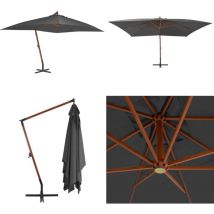 Parasol de jardin en porte-à-faux avec mât en bois anthracite - Parasol De Jardin - Parasol Suspendu - Parasol En Bois - Parasol Anthracite - Parasol