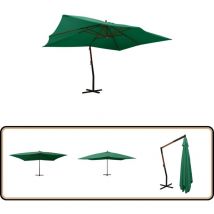 Parasol de jardin en porte-à-faux avec mât en bois vert - Parasol De Jardin - Parasol Extérieur - Parasol Portatif - Parasol Rectangulaire - Parasol