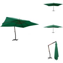 Parasol de jardin en porte-à-faux avec mât en bois vert - Parasol De Jardin - Parasol Extérieur - Parasol Portatif - Parasol Rectangulaire - Parasol