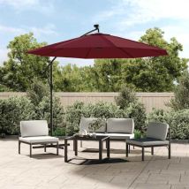 Parasol de jardin en porte-à-faux et lumières LED mât en acier