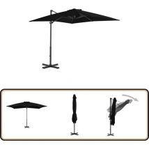 Parasol de jardin en porte-à-faux et mât en aluminium noir - Parasol De Jardin - Parasol Suspendu - Parasol Rectangulaire - Parasol Noir - Parasol