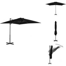 Parasol de jardin en porte-à-faux et mât en aluminium noir - Parasol De Jardin - Parasol Suspendu - Parasol Rectangulaire - Parasol Noir - Parasol
