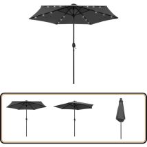 Parasol de jardin et lumières led mât en aluminium anthracite - Parasol Exterieur - Parasol Jardin - Parasol Led - Parasol Aluminium - Parasol