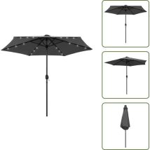 Parasol de jardin et lumières led mât en aluminium anthracite - Parasol Exterieur - Parasol Jardin - Parasol Led - Parasol Aluminium - Parasol