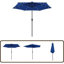 Parasol de jardin et lumières led mât en aluminium bleu azuré - Parasol De Jardin - Parasol Extérieur - Parasol led - Parasol Avec Lumière - Parasol