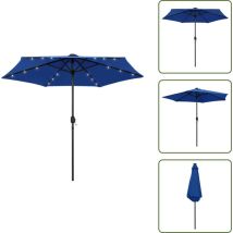 Parasol de jardin et lumières led mât en aluminium bleu azuré - Parasol De Jardin - Parasol Extérieur - Parasol led - Parasol Avec Lumière - Parasol