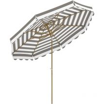 Parasol de jardin inclinable octogonal dim.2,7 x 2,4m manivelle métal effet bois tissu upf 50+ gris taupe blanc