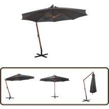 Parasol de jardin suspendu avec mât anthracite bois de sapin - Parasol De Jardin - Parasol Suspendu - Parasol En Bois - Parasol Anthracite - Parasol