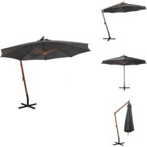Parasol de jardin suspendu avec mât anthracite bois de sapin - Parasol De Jardin - Parasol Suspendu - Parasol En Bois - Parasol Anthracite - Parasol