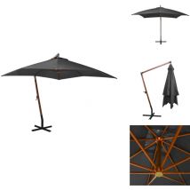 Parasol de jardin suspendu avec mât Anthracite bois de sapin - Parasol De Jardin - Parasol Suspendu - Parasol En Bois - Parasol Anthracite - Parasol