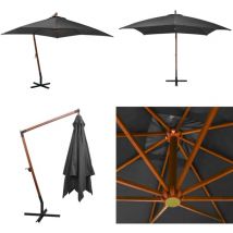 Parasol de jardin suspendu avec mât Anthracite bois de sapin - Parasol De Jardin - Parasol Suspendu - Parasol En Bois - Parasol Anthracite - Parasol