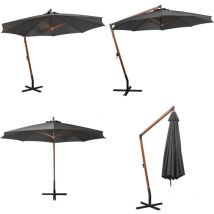 Parasol de jardin suspendu avec mât anthracite bois de sapin - Parasol De Jardin - Parasol Suspendu - Parasol En Bois - Parasol Anthracite - Parasol