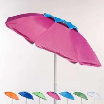 Beachline - Parasol de plage 200 cm aluminium anti-vent protection uv Corsica - Rose