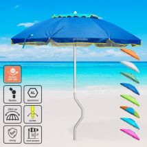 Girafacile - Parasol de plage aluminium leger visser protection uv 200 cm Afrodite - Bleu
