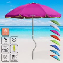 Parasol de plage aluminium léger visser protection uv Girafacile 220 cm Eolo - Pourpre