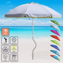 Parasol de plage aluminium léger visser protection uv GiraFacile 220 cm Eolo - Blanc - Argent