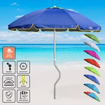 Girafacile - Parasol de plage aluminium léger visser protection uv 220 cm Eolo - Bleu