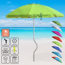 Girafacile - Parasol de plage aluminium léger visser protection uv 220 cm Eolo - Vert