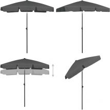 Parasol de plage anthracite 180x120 cm - Parasol De Plage - Parasol Extérieur - Parasol Rectangulaire - Parasol Inclinable - Parasol Résistant Aux uv