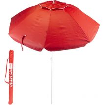Saturnia - Parasol de plage en acier/polyester ø 200 cm. Rouge. Tiges en fibre de verre. Système anti-vent.