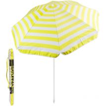 Saturnia - Parasol de plage en aluminium/polyester ø 180 cm. Jaune et Blanc. Tiges en fibre de verre. Protection uv.