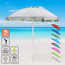 Girafacile - Parasol de plage léger visser protection uv 220 cm Apollo - Blanc - Argent