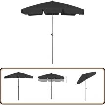 Parasol de plage noir 180x120 cm - Parasol De Plage - Parasol Extérieur - Parasol Noir - Parasol Inclinable - Parasol Résistant Aux UV