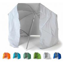 Parasol de plage portable moto pliable léger tente 200 cm Piuma - Blanc - Argent