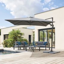 Parasol déporté 3 x 3 m Cayo ardoise Hespéride