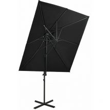 Parasol déporté à double toit Noir 250x250 cm