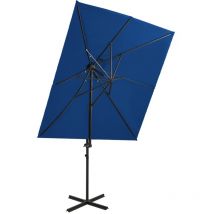Parasol déporté à double toit Bleu azuré 250x250 cm