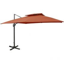 Vidaxl - Parasol déporté avec double toit 300x300 cm terre cuite Couleur terre cuite