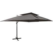 Parasol déporté à double toit anthracite 400 x 300 cm