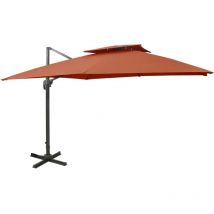 Parasol déporté à double toit, Parasol de Jardin 300x300 cm Terre cuite OWV66734 Maison Chic