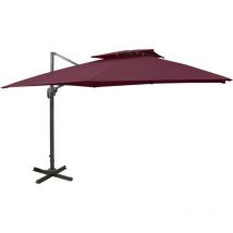 Fimei Parasol déporté à double toit 300x300 cm Rouge bordeaux
