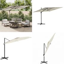 Parasol de jardin en porte-à-faux avec mât en aluminium - Parasol De Jardin - Parasol Extérieur - Parasol Crème - Parasol Rectangulaire - Parasol